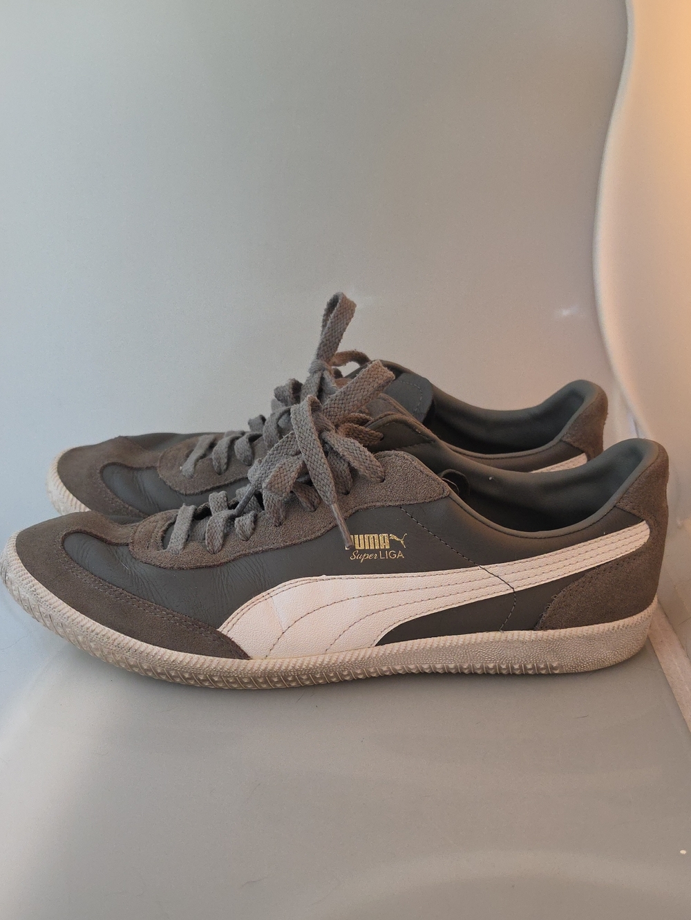 Puma Super Liga Gray with White Formstrip Sneakers